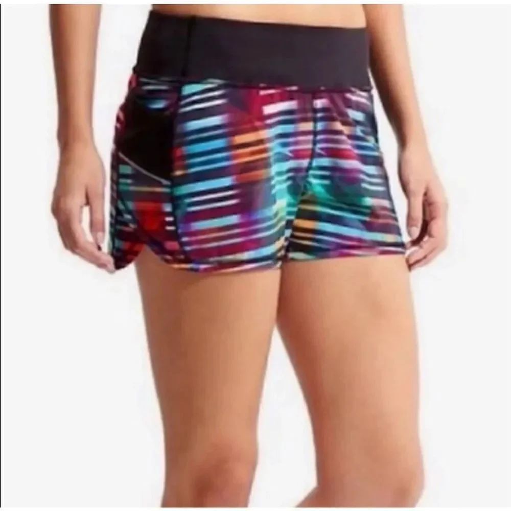 Athleta Laser Beam Ready Set Go Running Shorts Multicolor Stripe Women’s Size- S